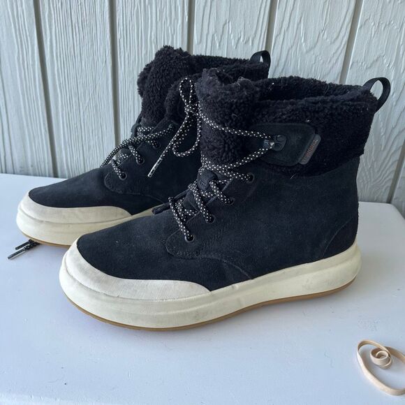 Merrell Marquette Thermo Lace Waterproof Boots 9.5/10 Black Suede Fleece - Picture 1 of 10